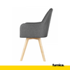 ALBERTO - Durable Fabric Dining / Office Chair with Wooden Legs - Dark Grey