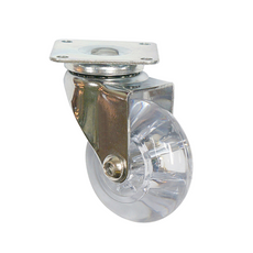 Furniture Wheel with Mounting Plate - Transparent - Chrome - Ø5.0cm