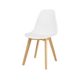 MARCELLO - Plastic Dining / Office Chair with Wooden Legs - White