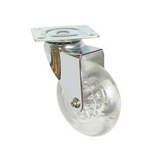 Furniture Wheel with Mounting Plate - Transparent - Chrome -  Ø7.5cm