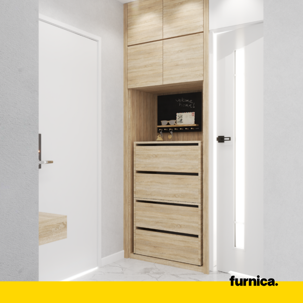 JACK - Shoe Cabinet - 4 Tier Storage - Sonoma Oak H100cm W60cm D36cm