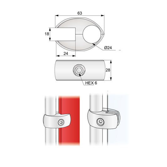 25mm Board and Glass Connector, Chrome (no insets) NTP