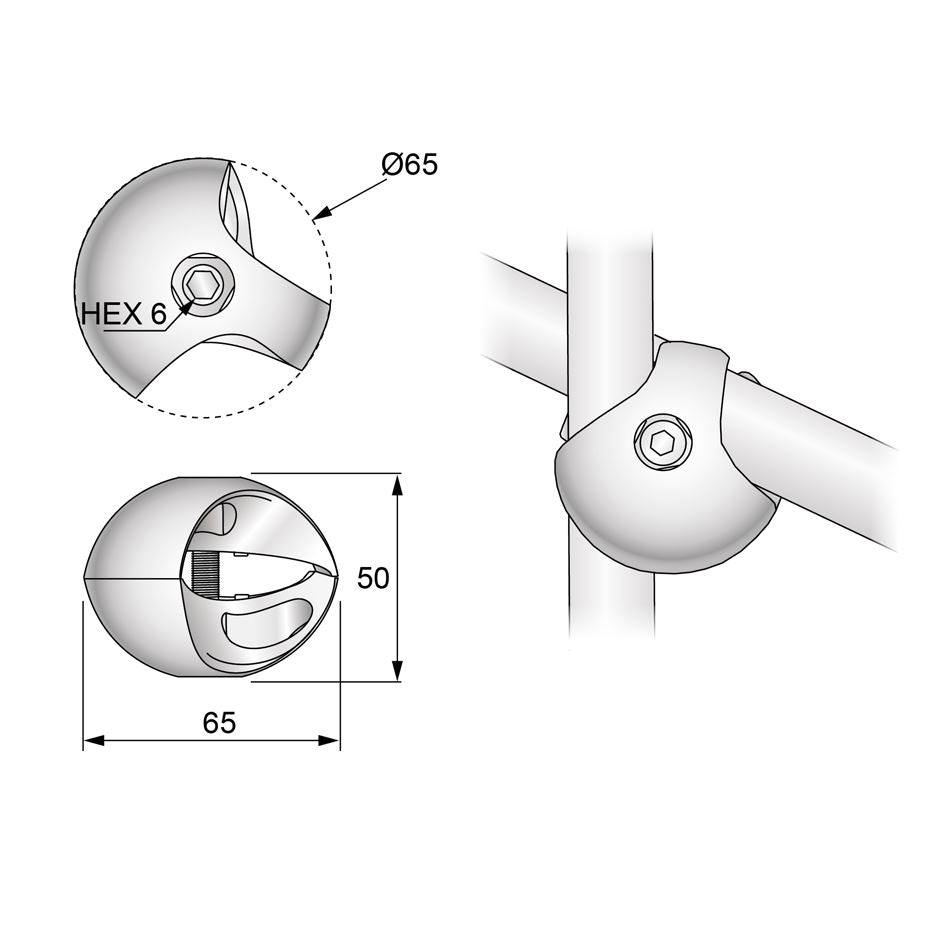 25mm Double Connector, Chrome