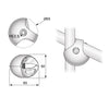 25mm Double Connector, Chrome