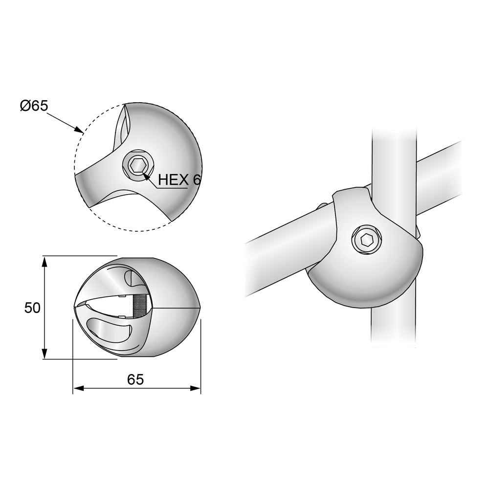 25mm Double Connector, Chrome