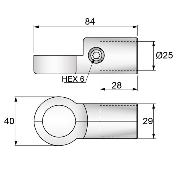 25mm Half S-Type Connector, Chrome