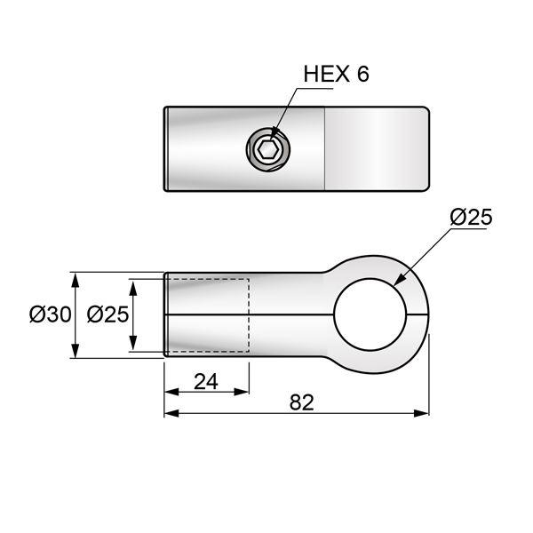 25mm Single Arm Connector, Chrome