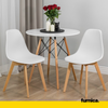 MARCELLO - Plastic Dining / Office Chair with Wooden Legs - White