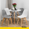 MARCELLO - Plastic Dining / Office Chair with Wooden Legs - White
