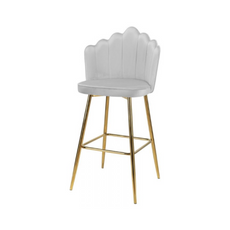 LUIGI - Quilted Velour Velvet Dining / Office Hoker with Golden Chrome Legs - Grey
