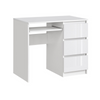 BRUNO - Computer Desk with 3 Drawers and Keyboard Tray H76cm W90cm D50cm Right - White / White Gloss