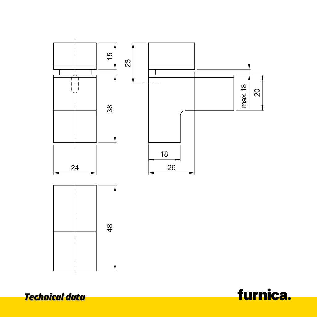 Glass and Plate holder L shaped  I - Stainless Steel