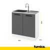 RENO - Kitchen Set - Wotan Oak / Anthracite  with Worktop - 8 Units - 260 cm