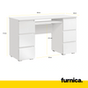 CUBA - Computer Desk with 6 Push to Open Drawers and Keyboard Tray H78cm W130cm D50cm - White Matt