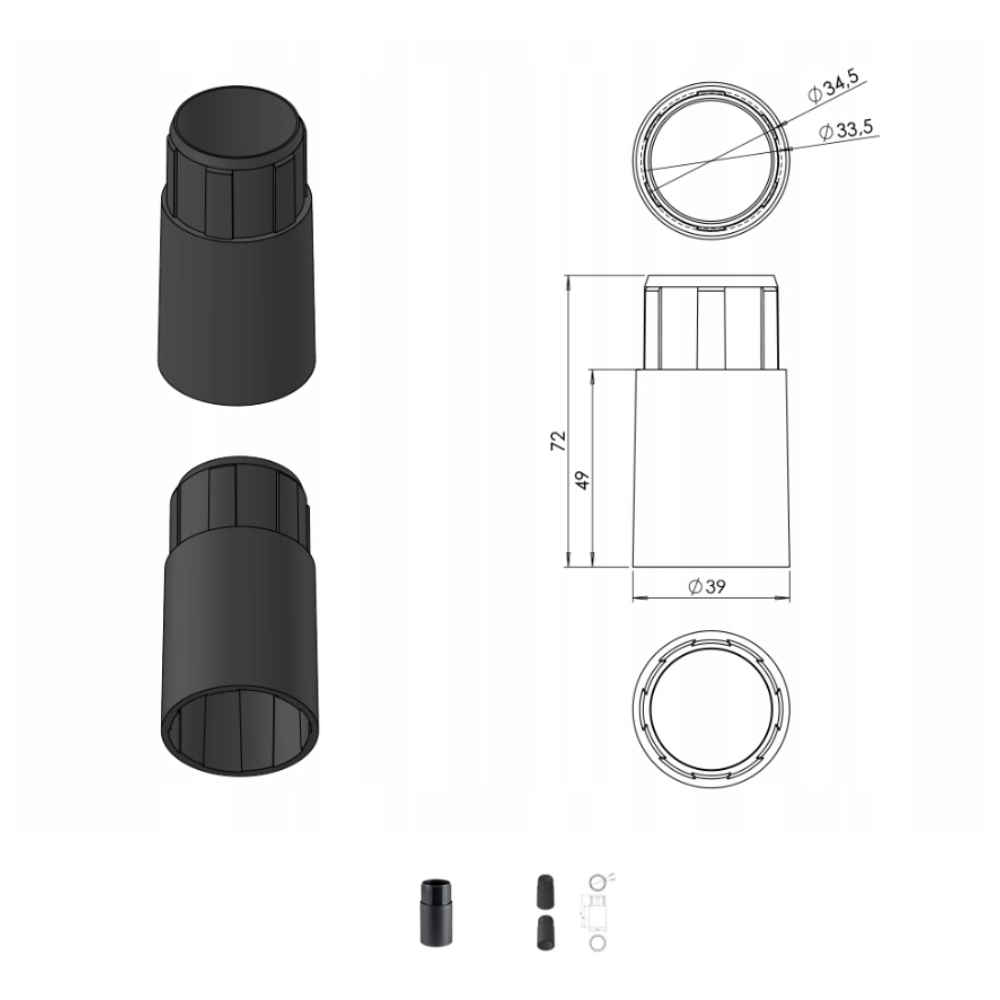 Extension for Kitchen Cabinet Leg - Black