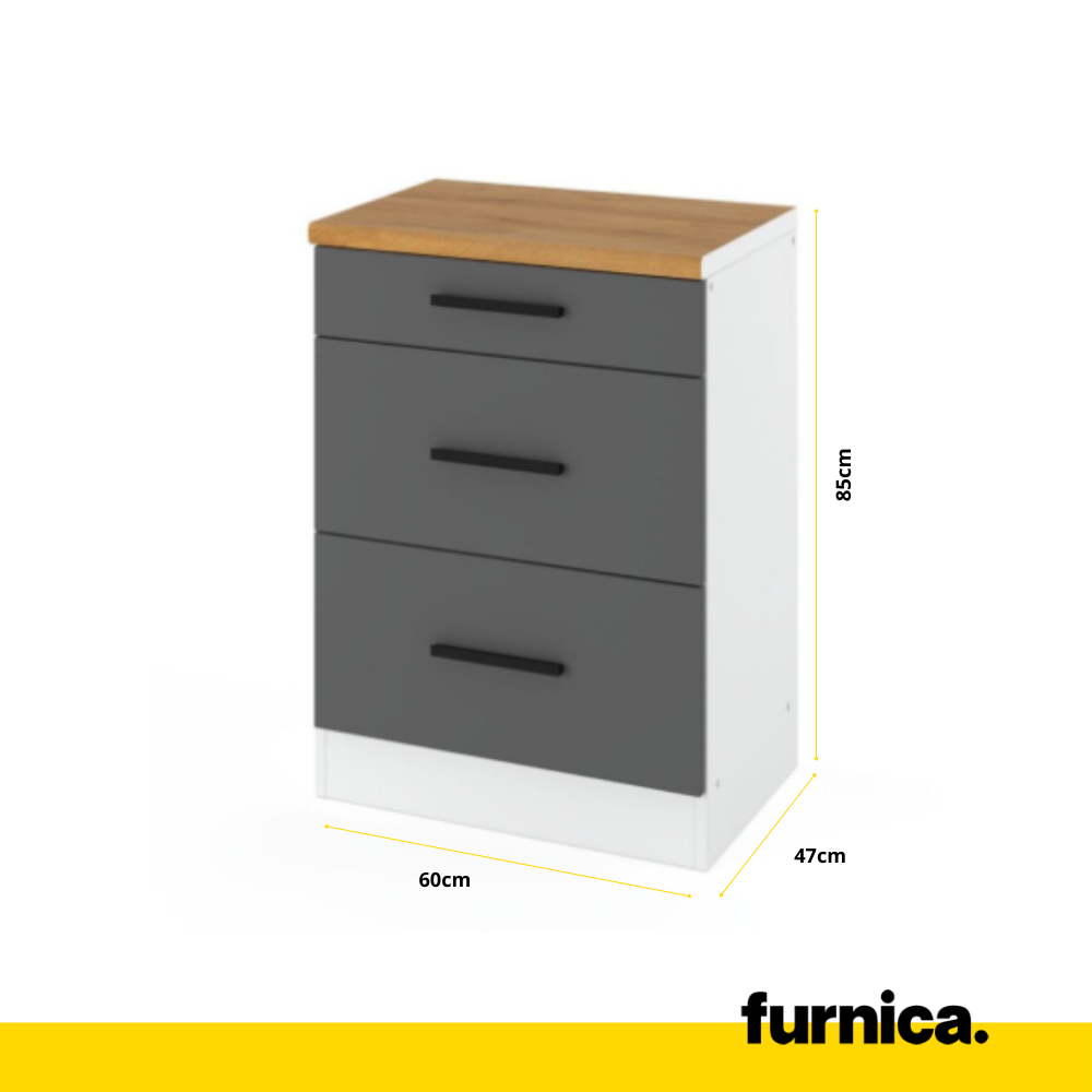 RENO - Kitchen Set - Wotan Oak / White Matt with Worktop - 8 Units - 260 cm