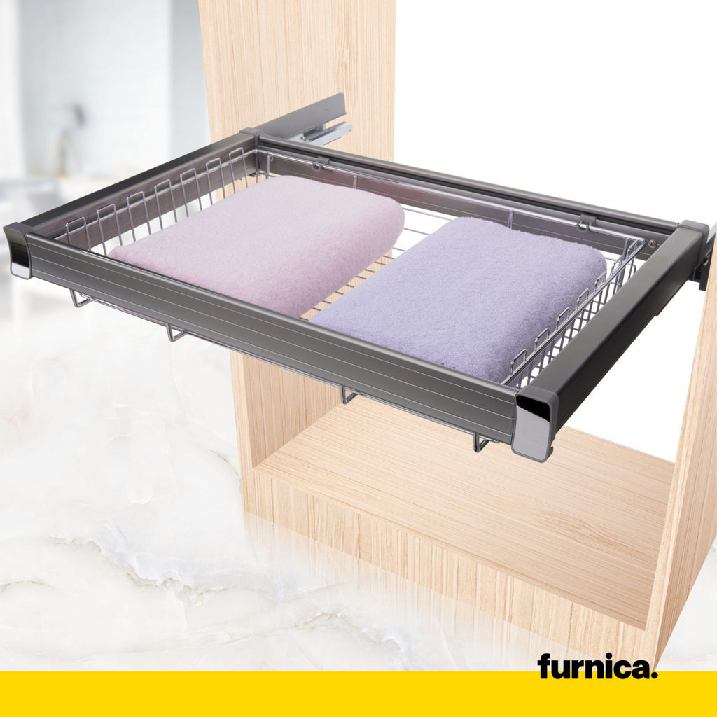 Pull Out Storage Baskets for 90 cm Cabinet Soft-Close - Single Shelf - Chrome