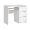 BRUNO- Computer Desk with 3 Drawers and Keyboard Tray H76cm W90cm D50cm Right - White Matt