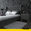 INGRID - Scandinavian Bedside Table - Nightstand with 2 Drawers - Anthracite Grey H45cm W45cm D30cm