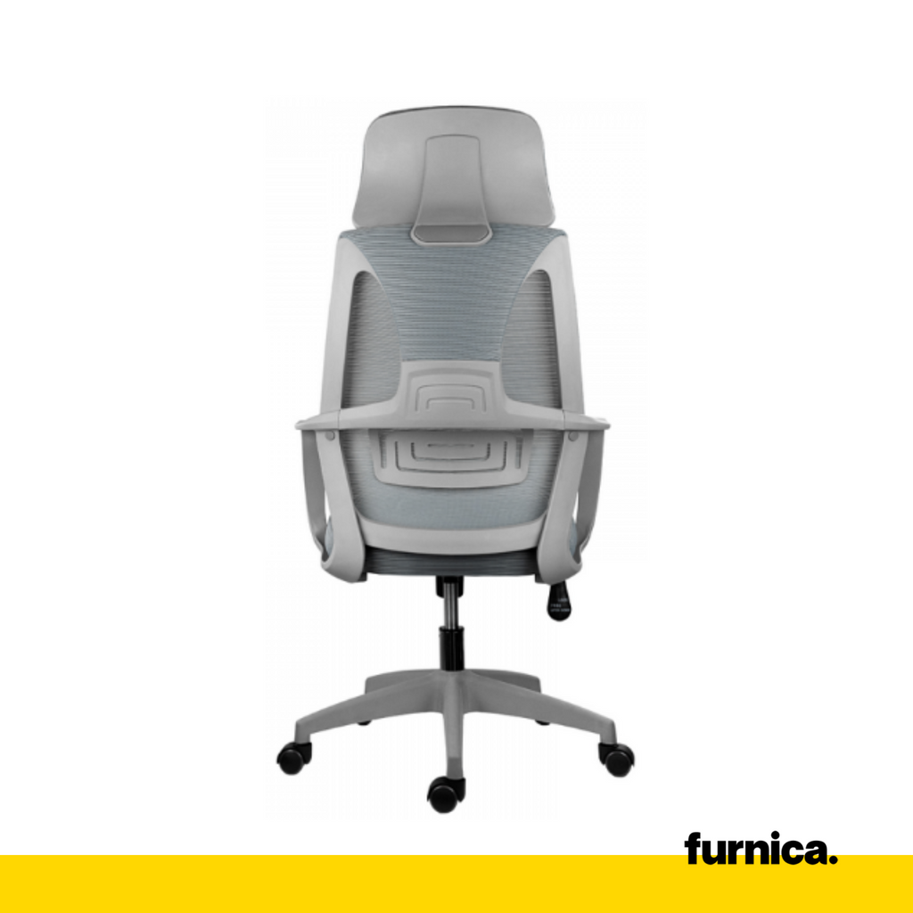 FEDERICO - Quilted Office Chair Covered With High-Quality Micro Mesh - Gray H123cm W65cm