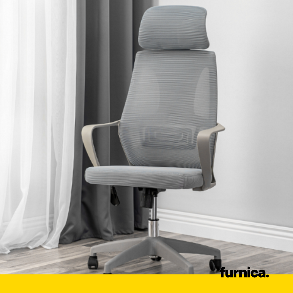 FEDERICO - Quilted Office Chair Covered With High-Quality Micro Mesh - Gray H123cm W65cm