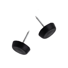 Plastic Furniture Glides Ø15mm with Nail - Black - 50 pcs