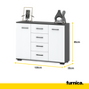 MARK - Chest of 4 Drawers and 2 Doors - Bedroom Dresser Storage Cabinet Sideboard - Anthracite / White Matt H85cm W120cm D35cm