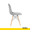 FABRIZIO - Quilted Velour Velvet Dining / Office Chair with Wooden Legs - Light Grey