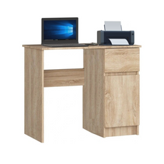 BEN - Computer Desk with 1 Drawer and 1 Door H76cm W90cm D50cm Right -  Sonoma Oak