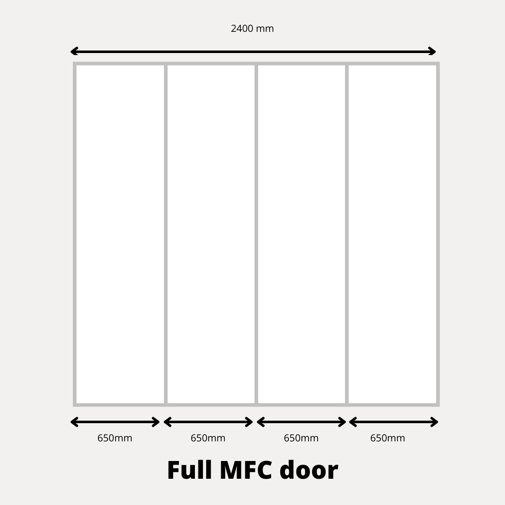4x Sliding Wardrobe Doors - H: up to 2750mm W: 2400mm - MFC