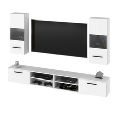 MIRANDA - Hanging TV Unit Set - 4 Cabinets - White Matt