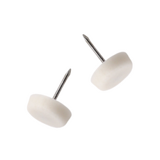 Plastic Furniture Glides Ø15mm with Nail - White - 50 pcs