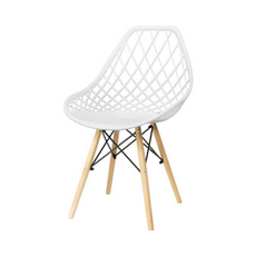 DARIO - Perforated Plastic Dining / Office Chair with Wooden Legs - White