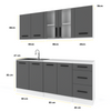GONZO - Kitchen Set - Anthracite with Worktop - 6 Units - 200 cm