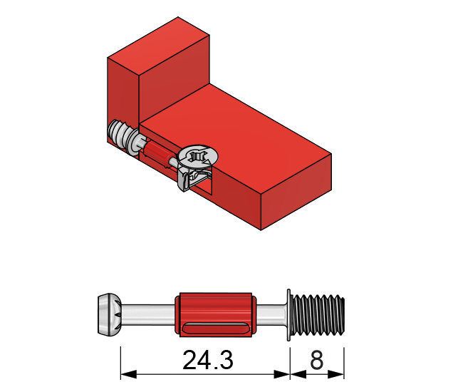 Cam Dowel 28mm with M6 Screw-Thread - 1000 pcs (4) – Furnica