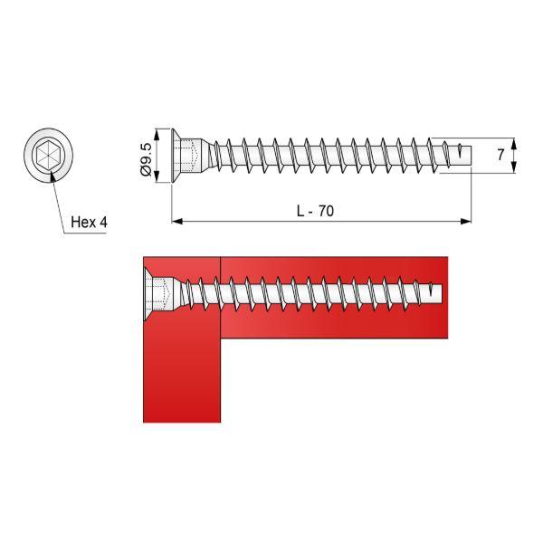 Confirmat Screws - 7.0x70mm (100 pcs)