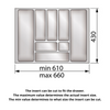 Cutlery Tray for Drawer, Cabinet Widths: 700-800mm, Depth: 430mm, White