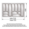 Cutlery Tray for Drawer, Cabinet Widths: 700-800mm, Depth: 430mm, White