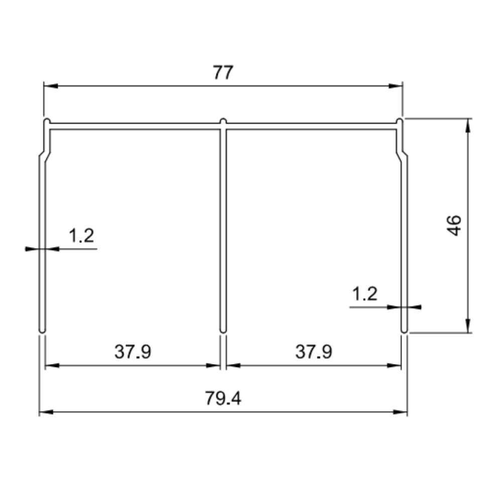Double Top Aluminum Track 560cm - Silver Anodized