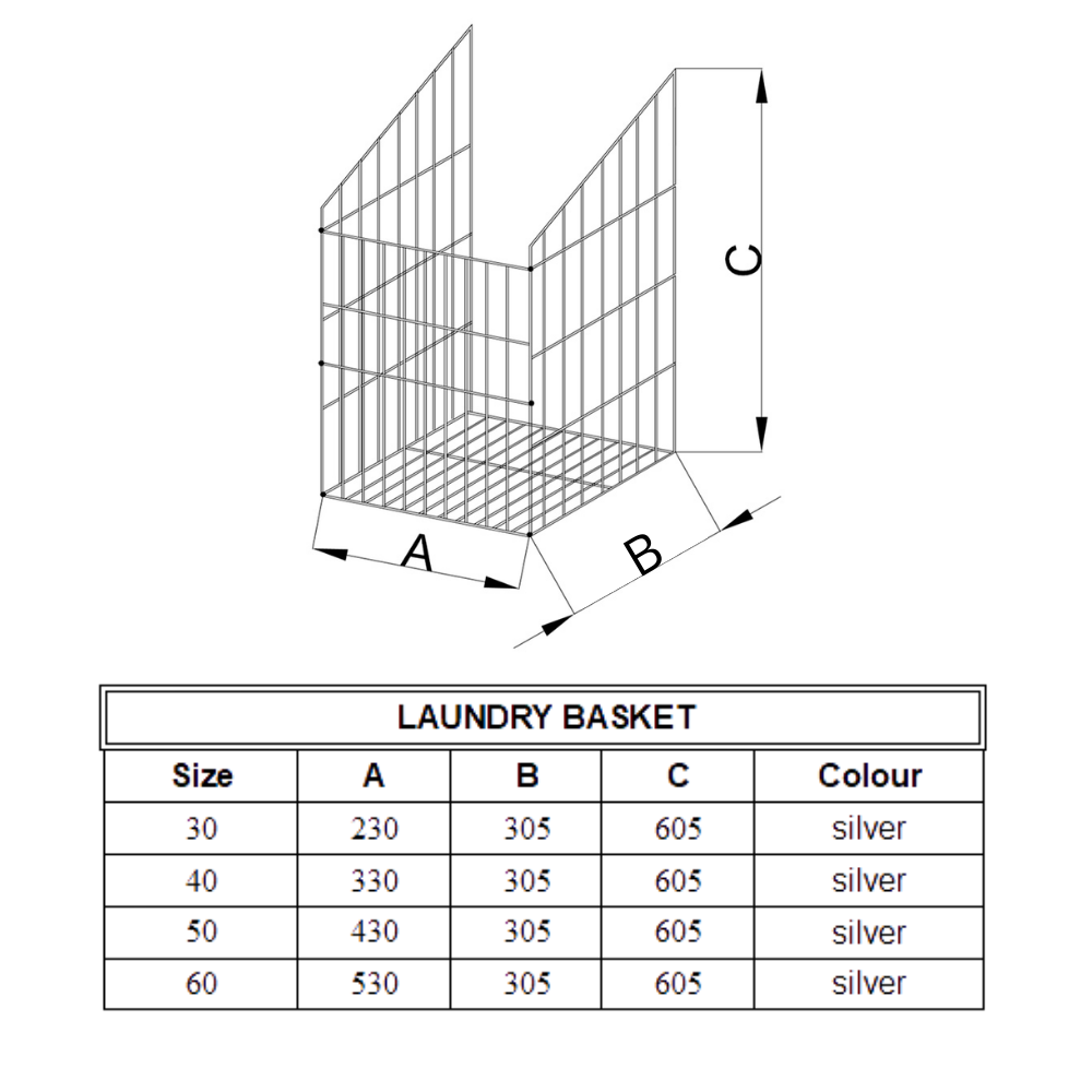Folding laundry basket 60cm - Chrome