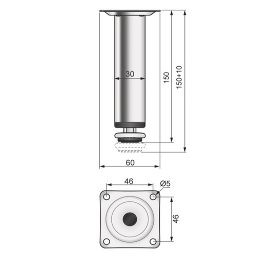 Furniture Leg 150mm - Satin