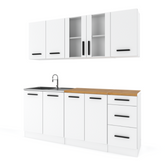 GONZO - Kitchen Set - White Matt with Worktop - 6 Units - 200 cm