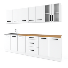 RENO - Kitchen Set - White Matt with Worktop - 8 Units - 260 cm
