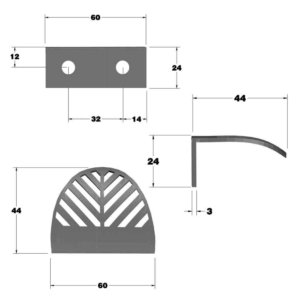 LEAF Edge Pull Furniture Handle 32mm (60mm total length) - Pearl Matt Silver