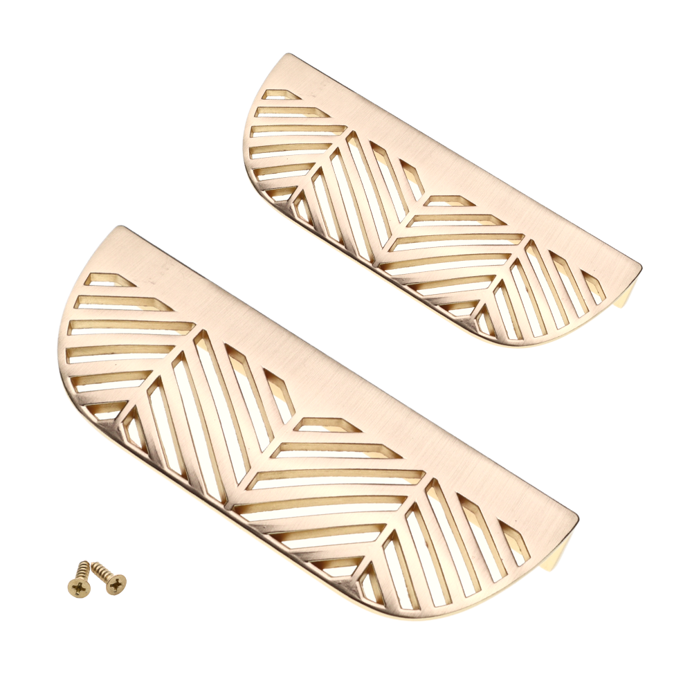 LEAF Edge Pull Furniture Handle 64mm (118mm total length) - Brass Gold