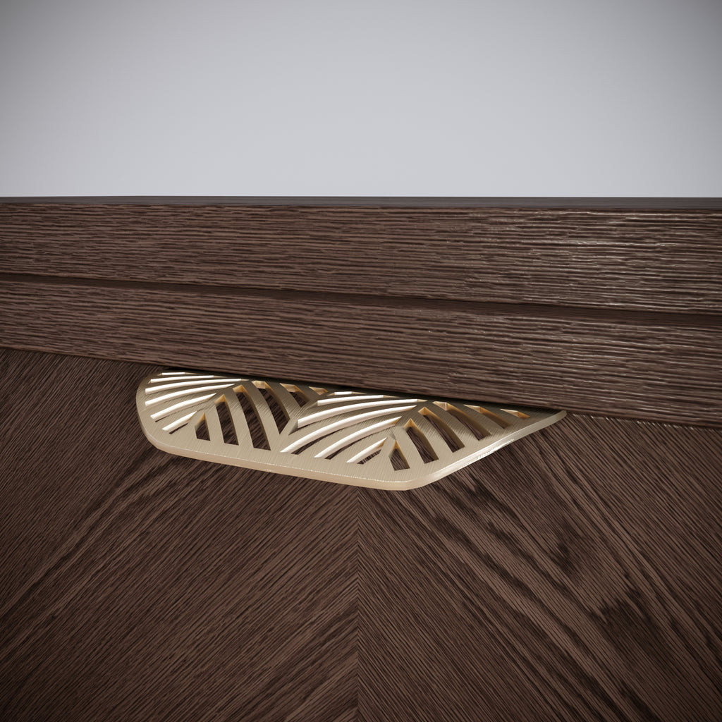 LEAF Edge Pull Furniture Handle 64mm (118mm total length) - Brass Gold