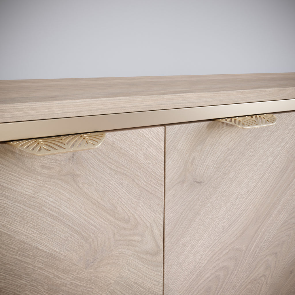 LEAF Edge Pull Furniture Handle 64mm (118mm total length) - Brass Gold