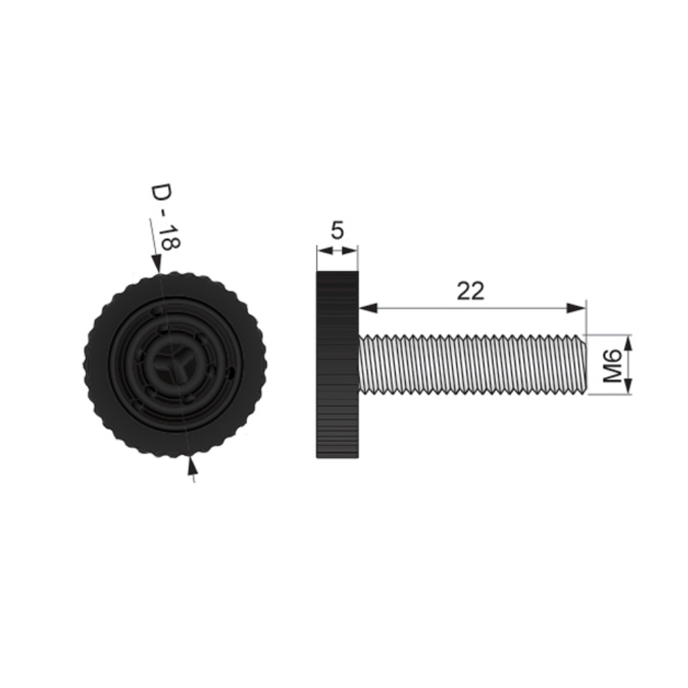 Level Regulator, M6, Black