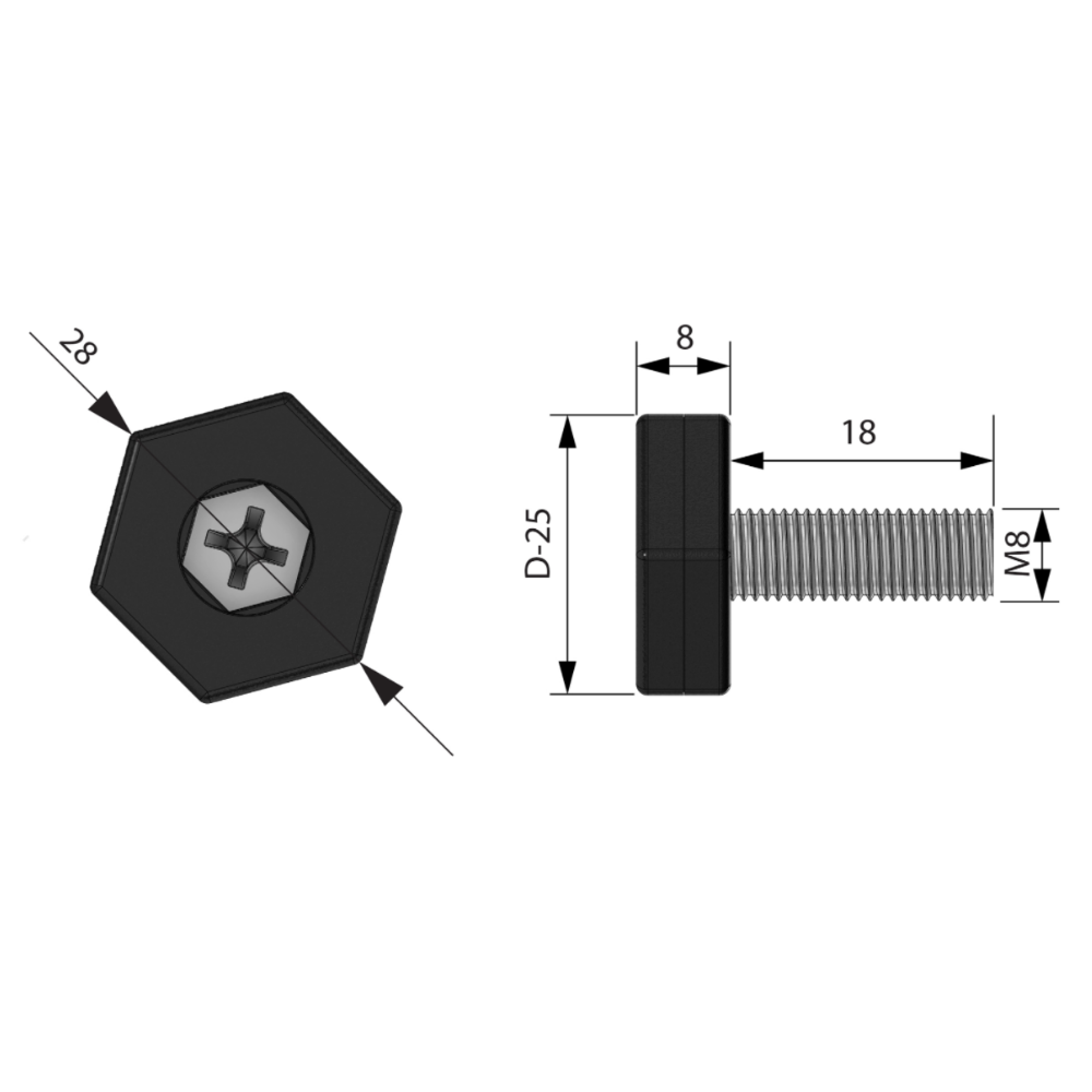 Level Regulator, M8, Black