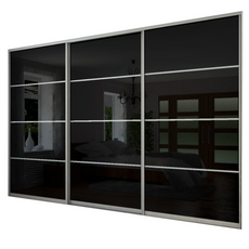 3x Sliding Wardrobe Doors - H: up to 2500mm W: 2400mm - Lacobel Black